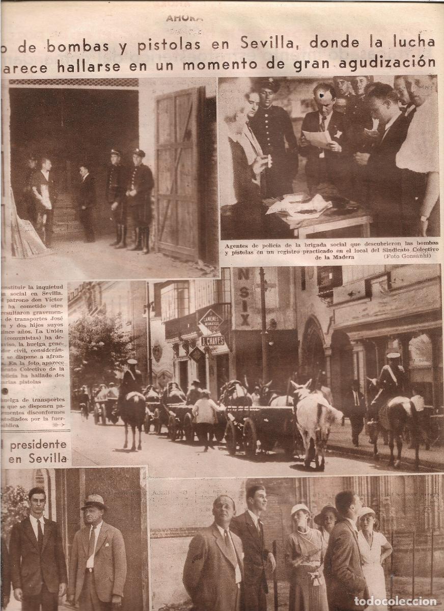 Coleccionismo: A&Ntilde;O 1933 RECORTE PRENSA SEVILLA LUCHA SOCIAL HALLAZGO BOMBAS ASESINATO VICTOR RAMOS CATALINA