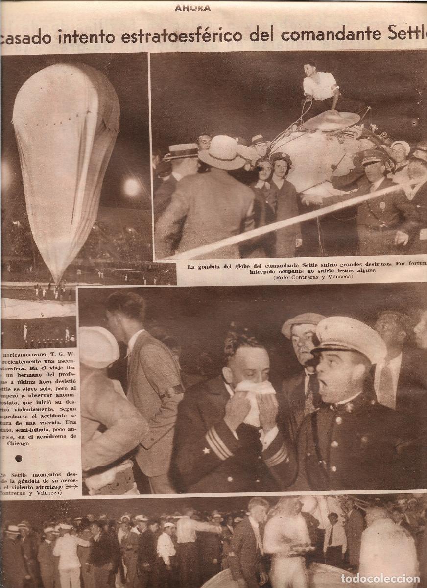 Coleccionismo: A&Ntilde;O 1933 RECORTE PRENSA FRACASO DEL INTENTO DE ASCENSION A LA ESTRATOSFERA DEL COMANDANTE SETTLE