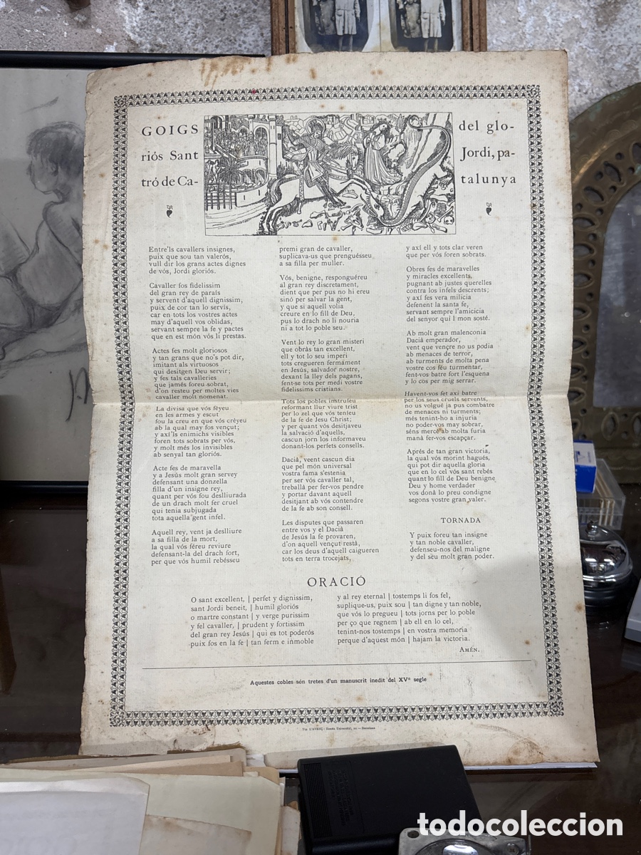 Colecionismo: Goigs del glori&ograve;s Sant Jordi patr&oacute; de Catalunya.
