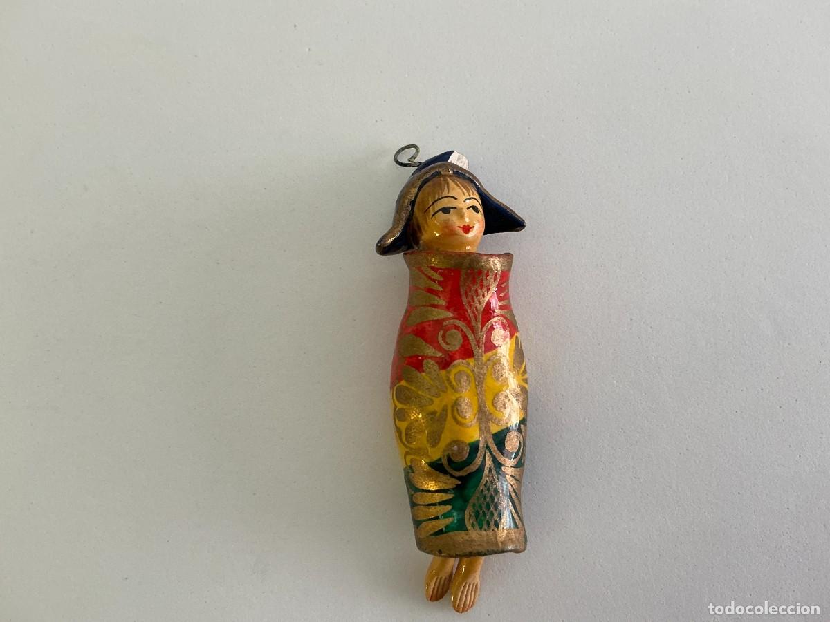 Coleccionismo: Adorno Navide&ntilde;o Vintage Figura Gnomo Folk Art - Estilo Khokhloma - A&ntilde;os 70/80