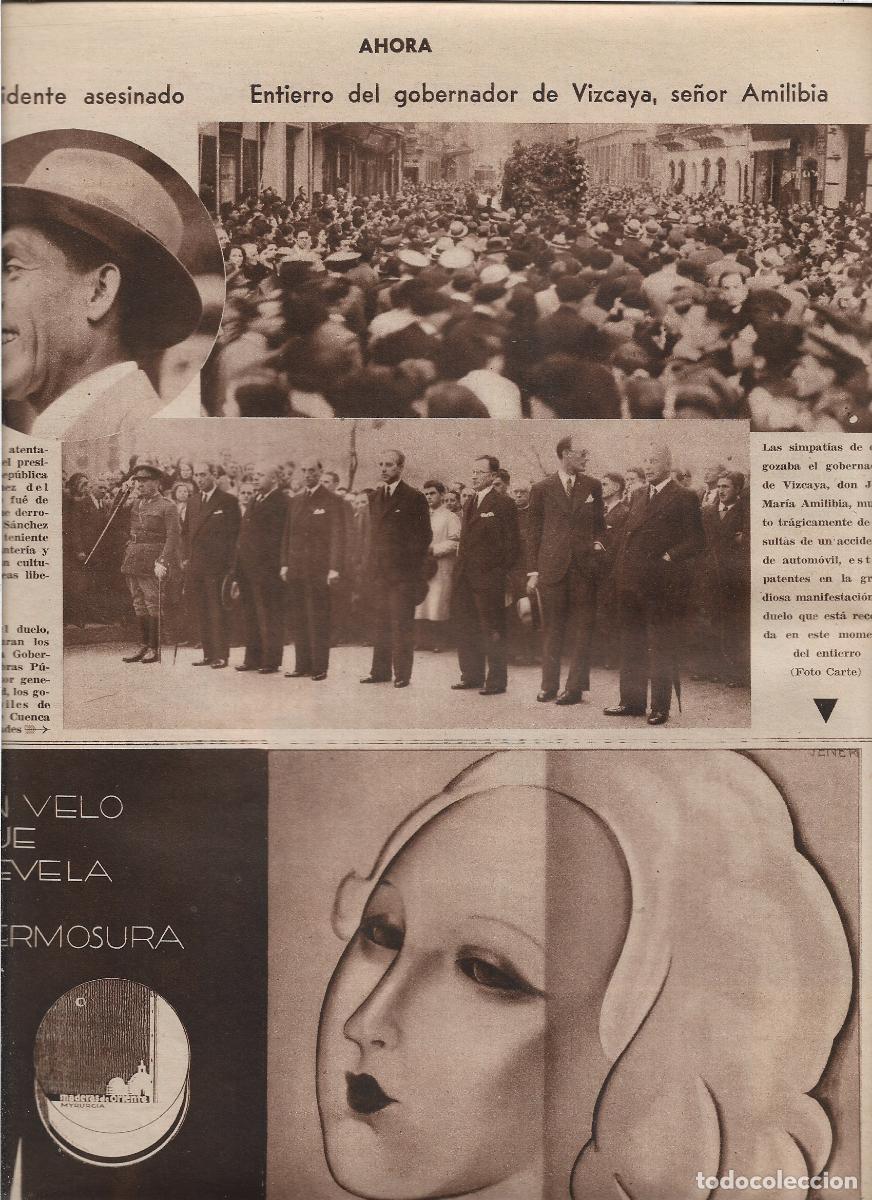 Coleccionismo: A&Ntilde;O 1933 RECORTE PRENSA MUERTE ENTIERRO DEL GOBERNADOR DE VIZCAYA JOSE MARIA AMILIBIA AUTORIDADES
