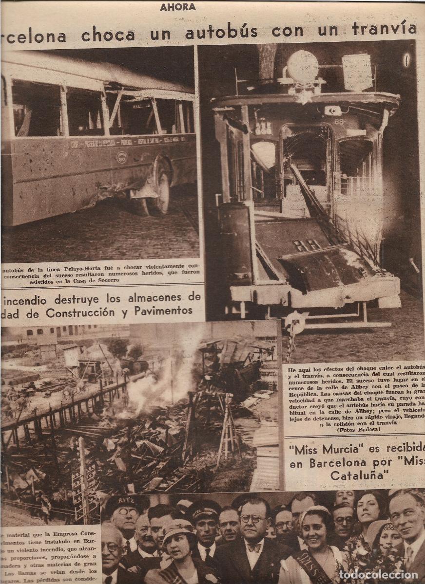 Coleccionismo: A&Ntilde;O 1933 RECORTE PRENSA BARCELONA ACCIDENTE TRAFICO AUTOBUS CHOCA CON UN TRANVIA CALLE ALIBEY