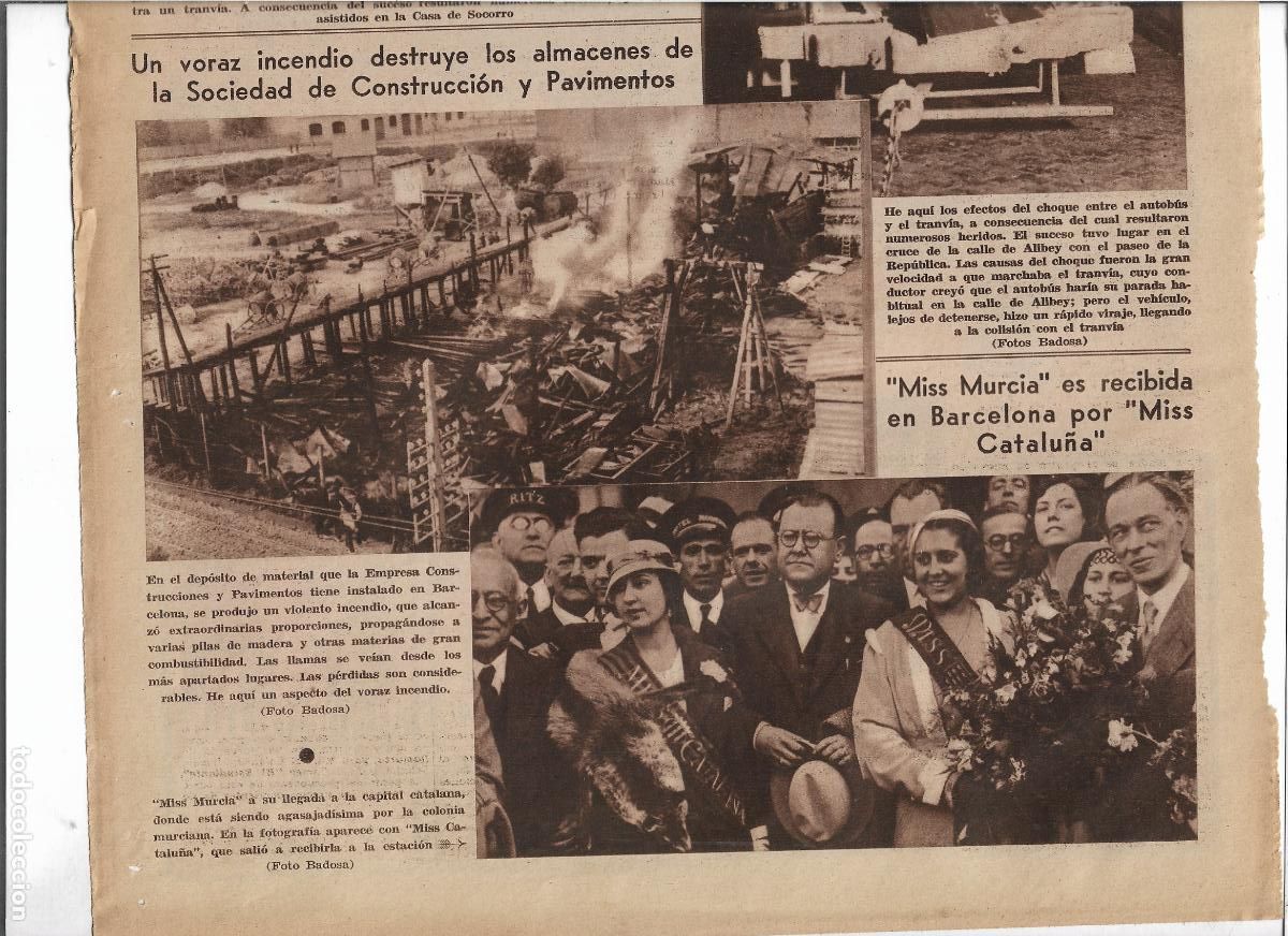 Coleccionismo: A&Ntilde;O 1933 RECORTE PRENSA BARCELONA INCENDIO DESTRUCCION ALMACEN SOCIEDAD DE CONSTRUCCION Y PAVIMENTOS