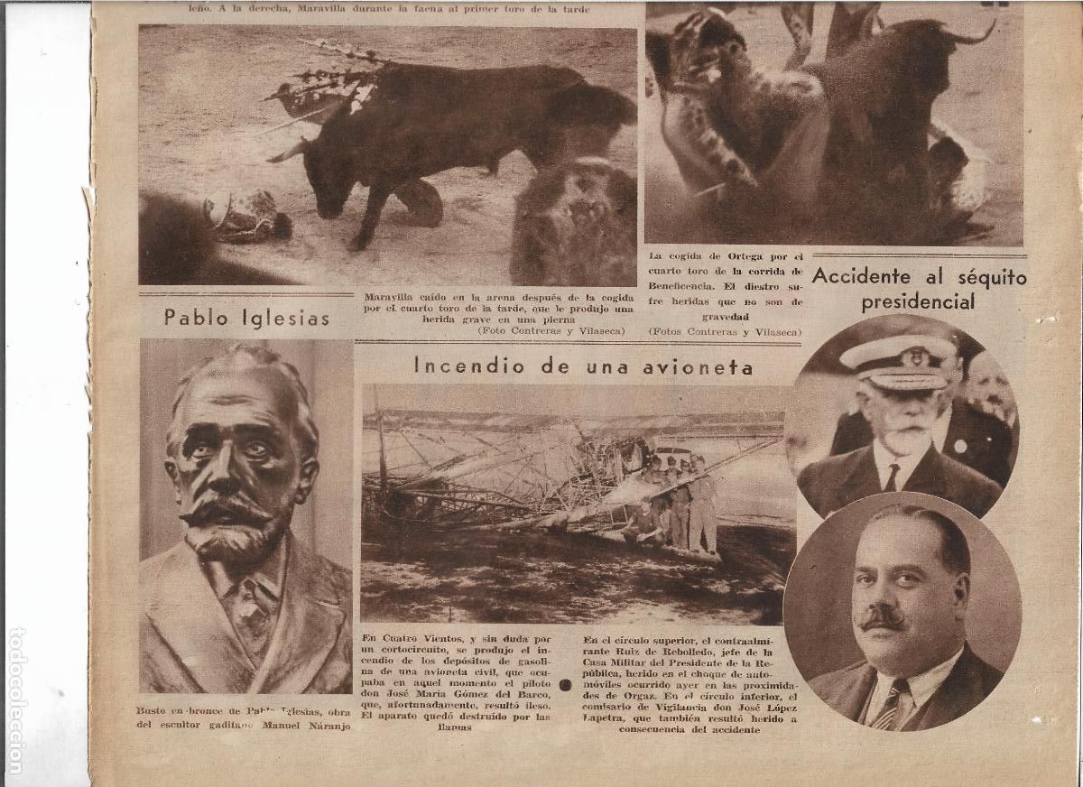 Coleccionismo: A&Ntilde;O 1933 RECORTE PRENSA ESCULTURA BUSTO PABLO IGLESIAS OBRA ESCULTOR GADITANO MANUEL NARANJO