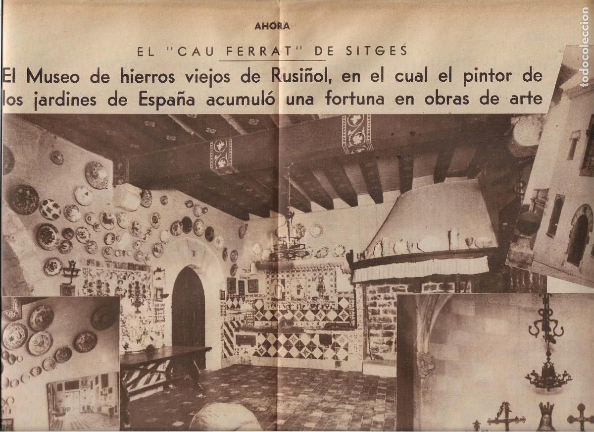 Coleccionismo: A&Ntilde;O 1933 RECORTE PRENSA SITGES EL CAU FERRAT FORJA MUSEO HIERROS VIEJOS SANTIAGO RUSI&Ntilde;OL OBRAS ARTE