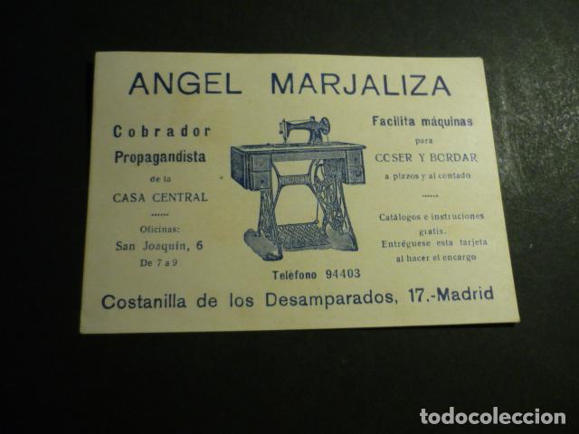 Collecting paper: MADRID ANGEL MARJALZIA MAQUINAS DE COSER TARJETA PUBLICITARIA