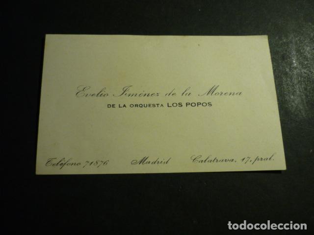 Coleccionismo: MADRID EVELIO JIMENEZ ORQUESTA LOS POPOS TARJETA PUBLICITARIA