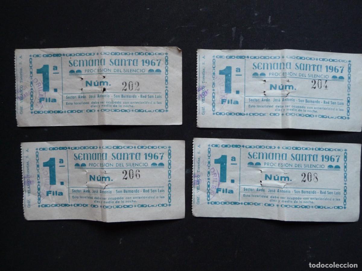 Collectionnisme: LOTE DE 4 ENTRADAS DE ASIENTO PARA LA PROCESION DEL SILENCIO DE MADRID DEL A&Ntilde;O 1967