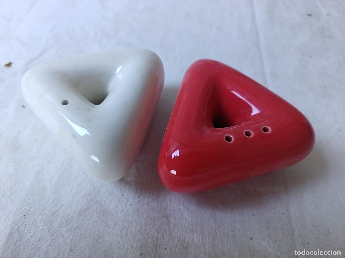 Sammeln: Pareja de Salero y Pimentero, con dise&ntilde;o de &rdquo;Donut&rdquo; triangular , cer&aacute;mica