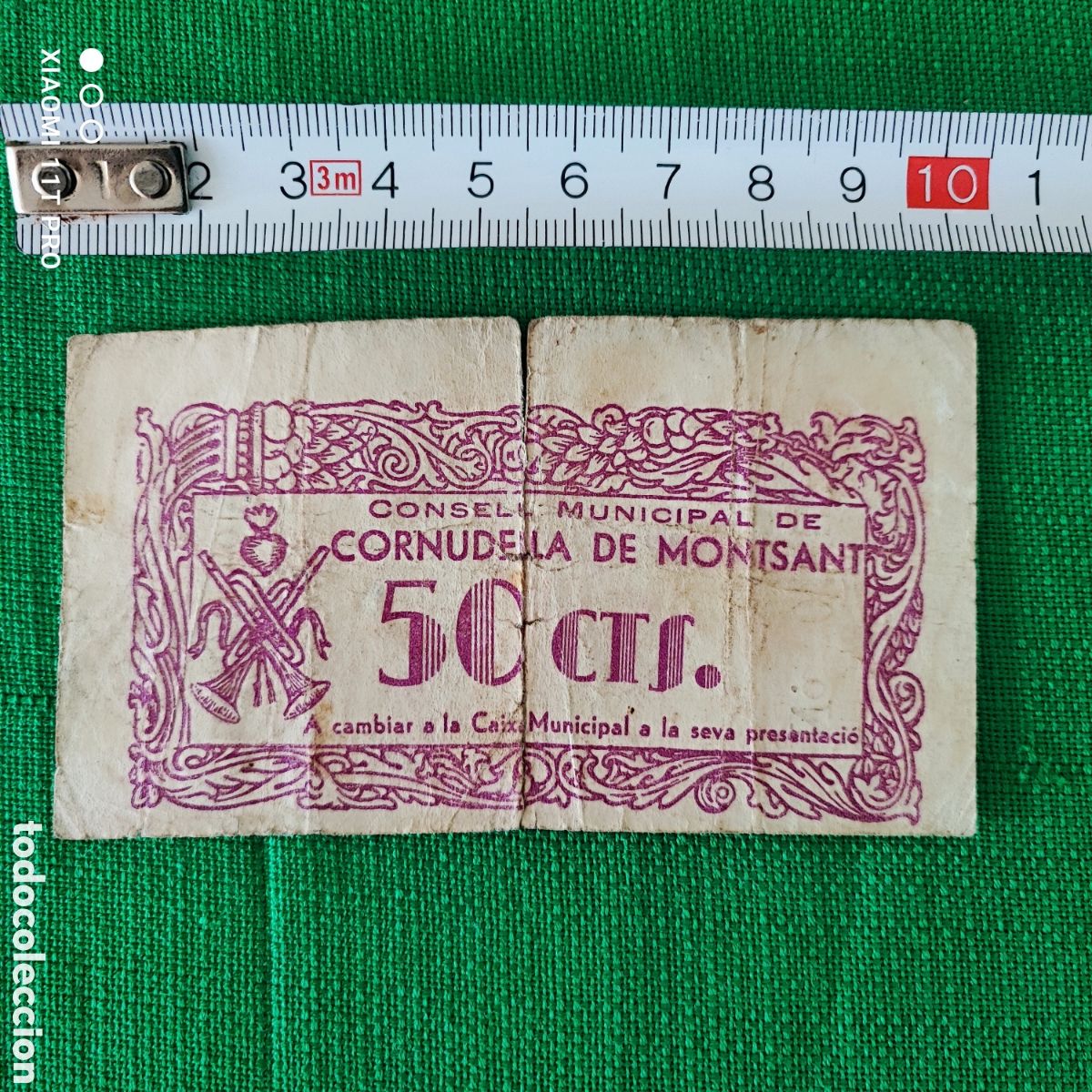 Coleccionismo: Billete municipal de Cornudella de Montsant, vale por 50 CTS.