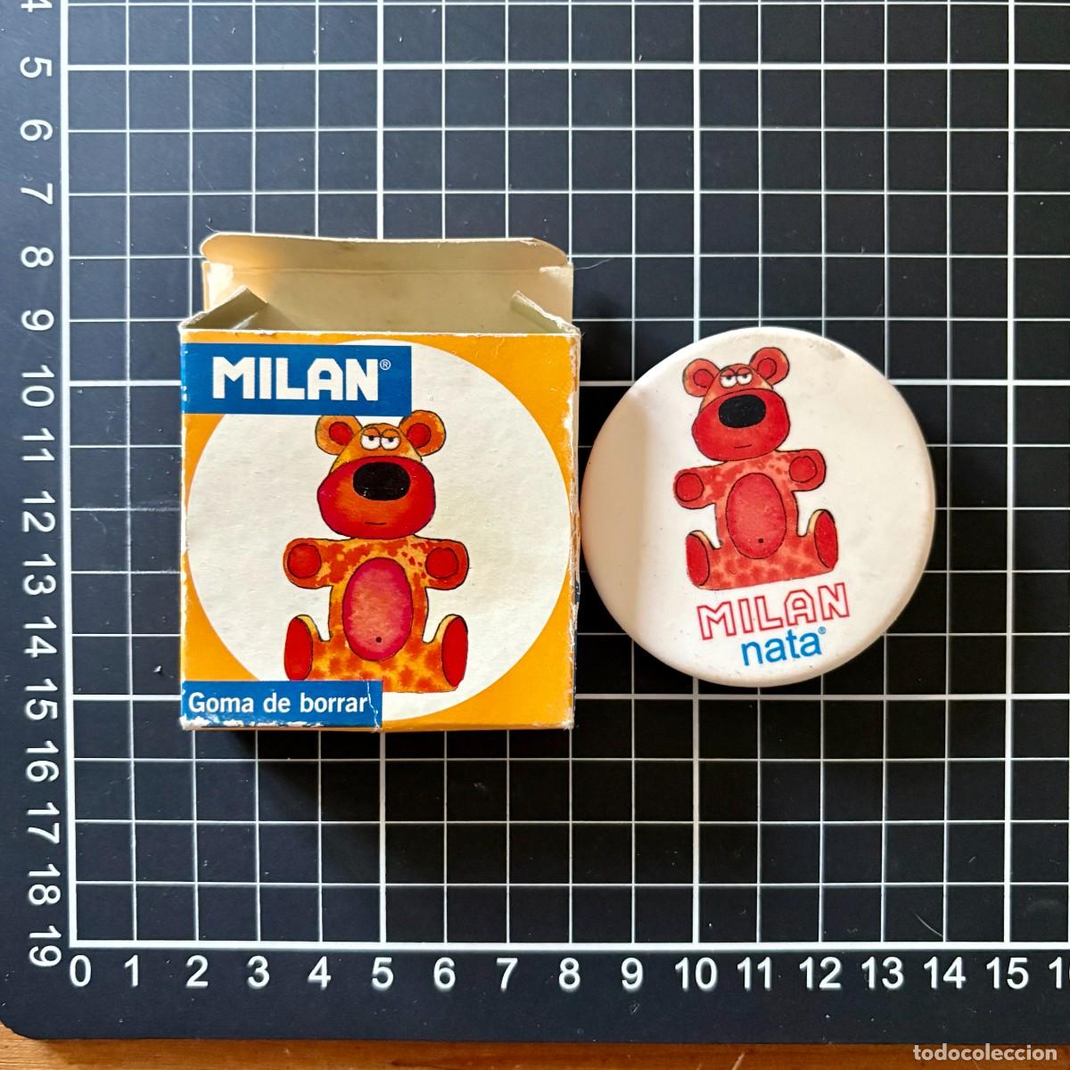 Coleccionismo: GOMA DE BORRAR MILAN NATA CON CAJA 6 D55 ERASER 55 MM DI&Aacute;METRO, BIEN CONSERVADA