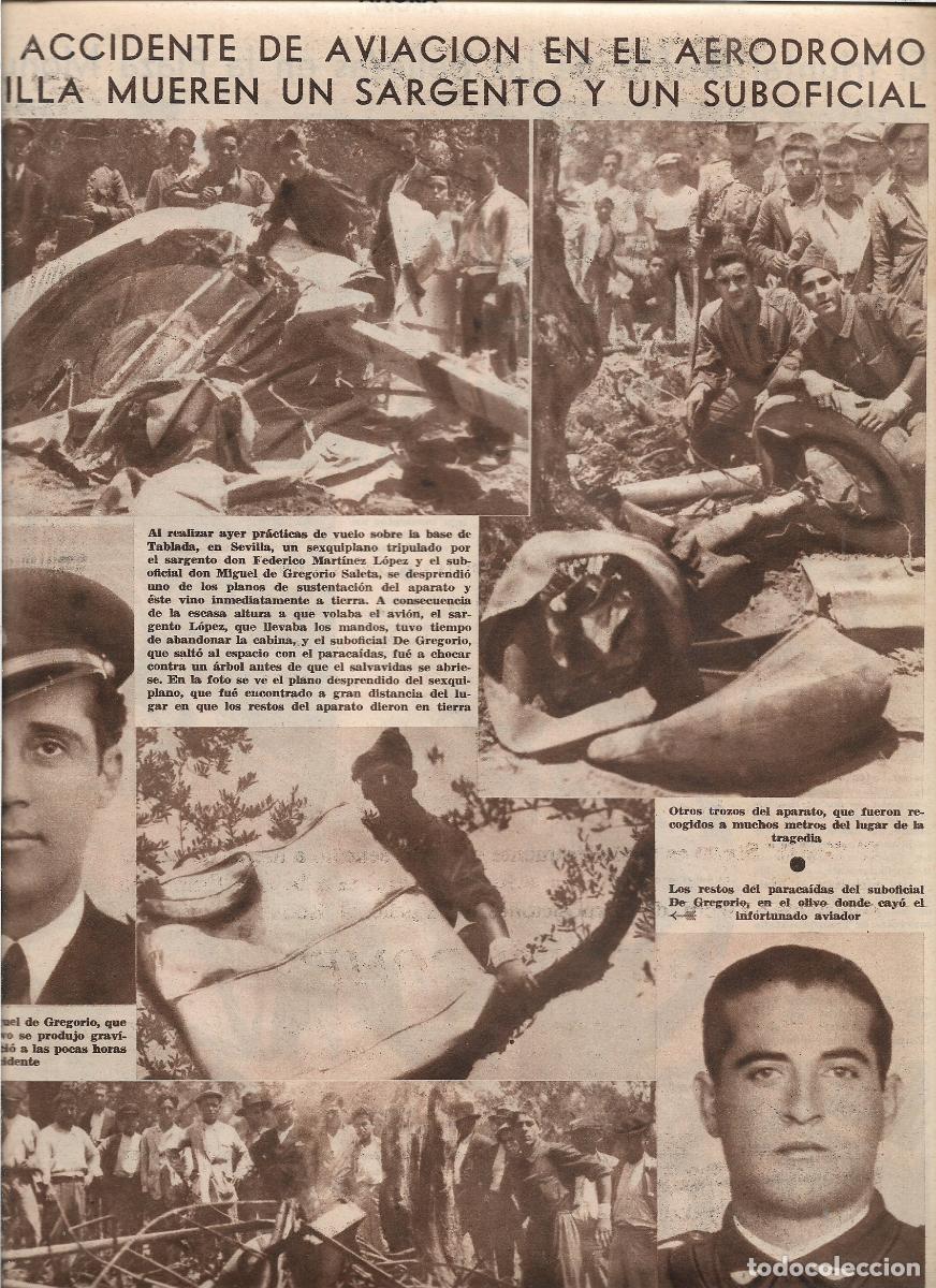 Coleccionismo: A&Ntilde;O 1933 AERODROMO SEVILLA ACCIDENTE AVIACION MUERTE MIGUEL DE GREGORIO FEDERICO MARTINEZ LOPEZ