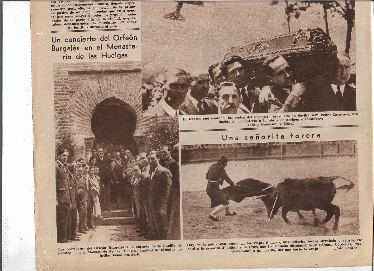 Coleccionismo: A&Ntilde;O 1933 RECORTE PRENSA CONCIERTO DEL ORFEON BURGALES EN EL MONASTERIO DE LAS HUELGAS