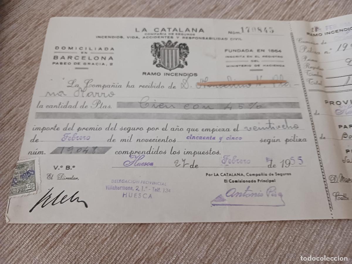 Coleccionismo: la catalana, compa&ntilde;ia de seguros, salas altas, barbastro, huesca 1955