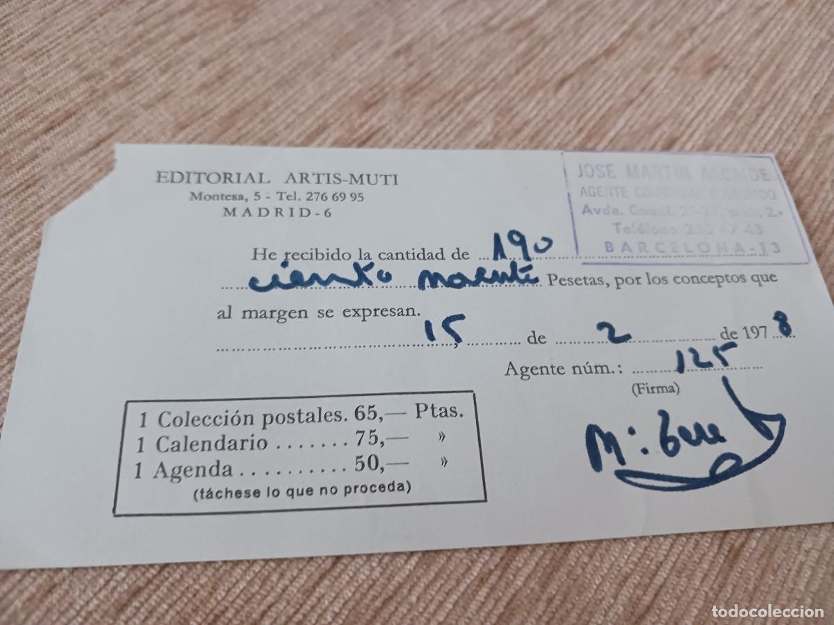 Coleccionismo: recibo de pago de editorial artis muti 1978 - Foto 1
