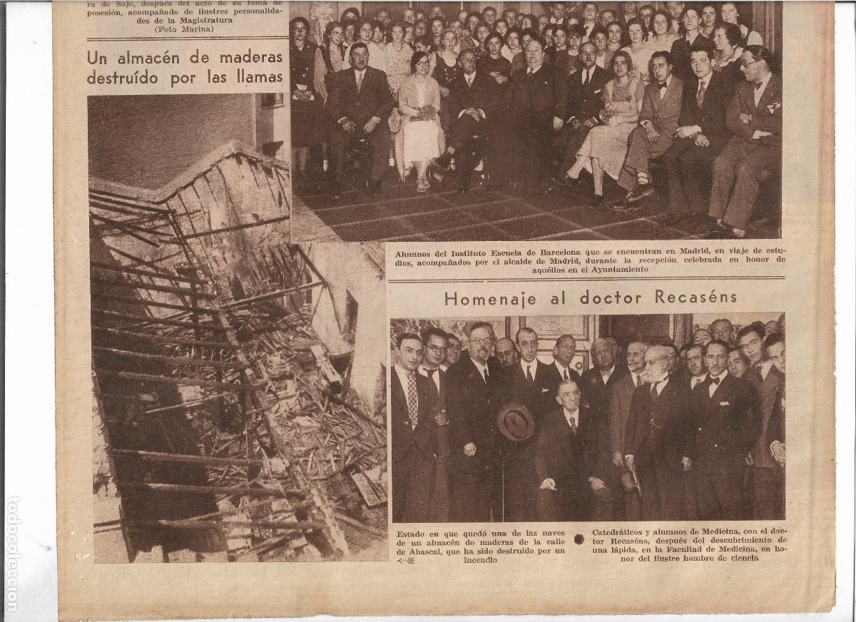 Coleccionismo: A&Ntilde;O 1933 RECORTE PRENSA MADRID INCENDIO DESTRUCCION ALMACEN DE MADERAS CALLE ABASCAL