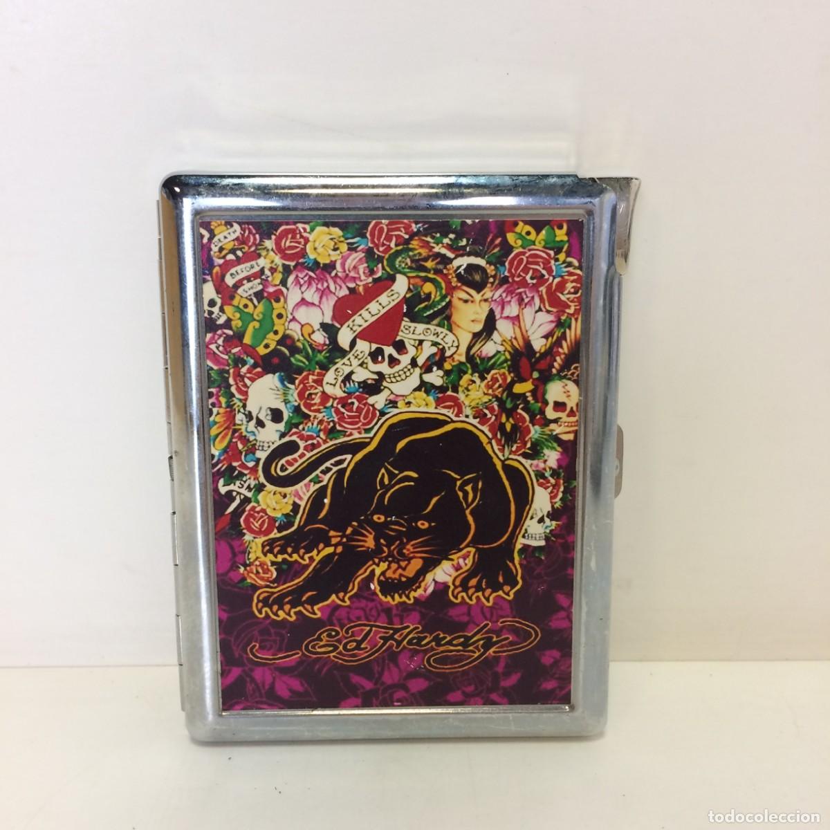 Collezionismo: Antigua Pitillera Ed Hardy - Dise&ntilde;o Pantera / Old School- Con mechero