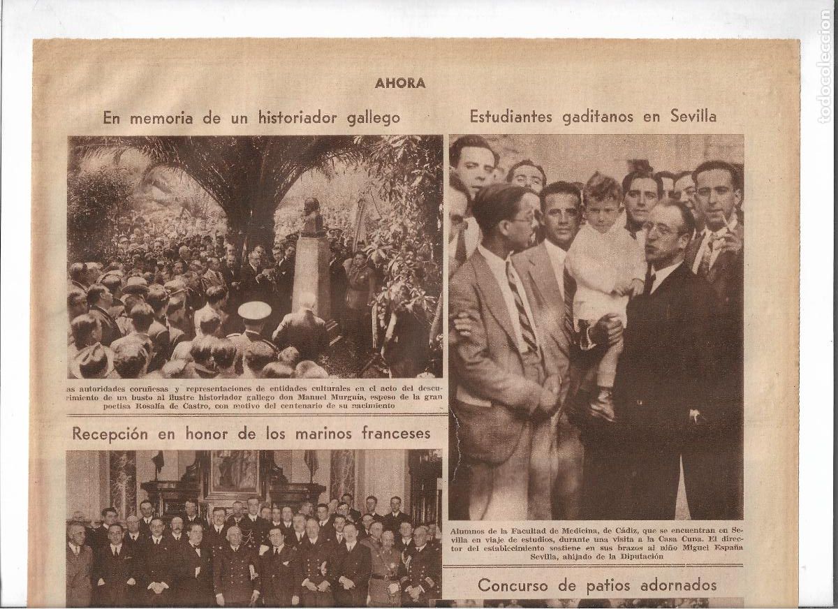 Coleccionismo: 1933 RECORTE PRENSA CORU&Ntilde;A MONUMENTO A MANUEL MURGUIA HISTORIADOR GALLEGO ESPOSO ROSALIA DE CASTRO