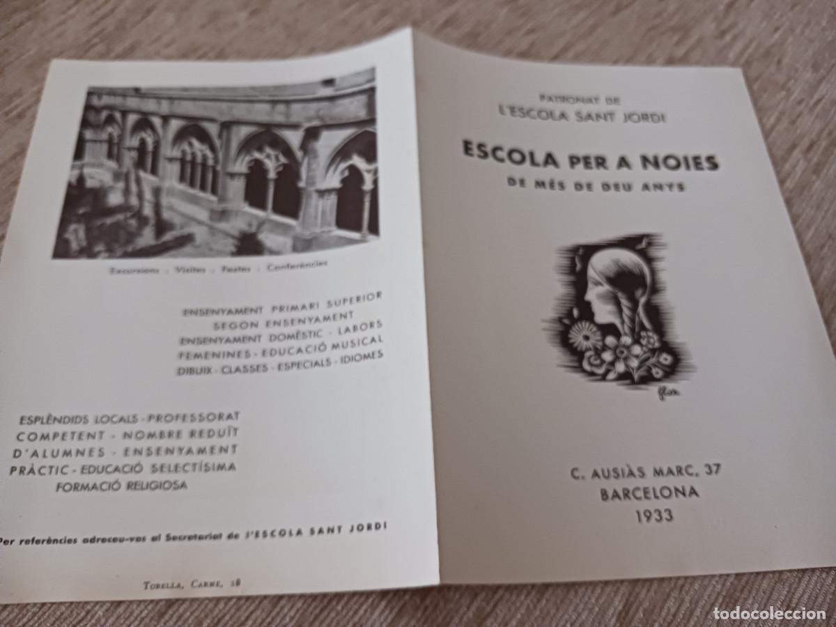Coleccionismo: diptico, patronat de l`escola sant jordi, escola per a noies de mes de deu anys, 1933
