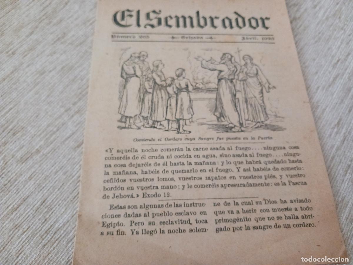 Coleccionismo: periodico evangelico, el sembrador, n&ordm; 2265, a&ntilde;o 1923