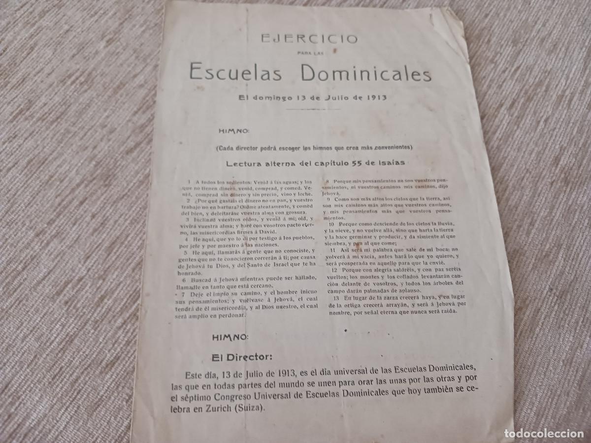 Coleccionismo: diptico evangelico, ejercicios para las escuelas dominicales 1913