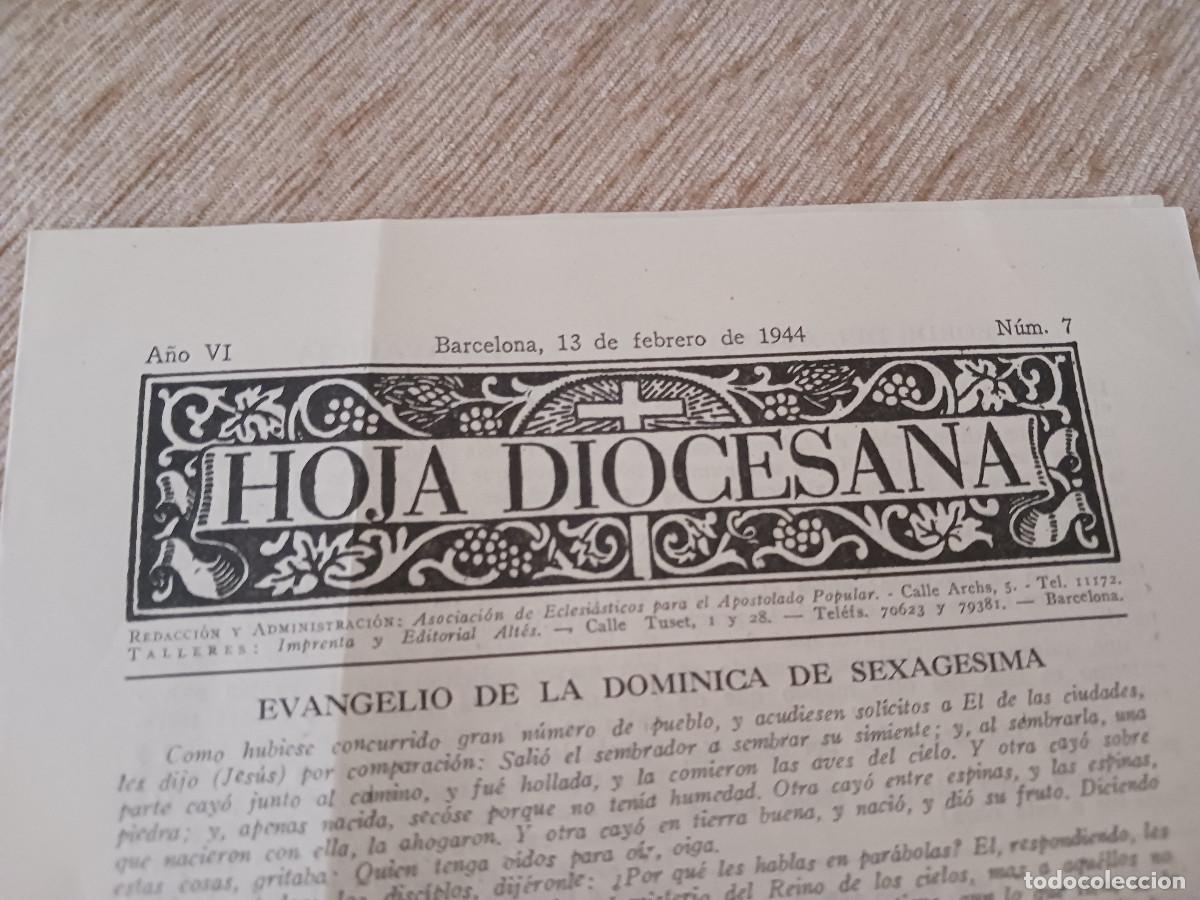 Coleccionismo: diptico hoja diocesana 1944, evangelio de la dominica de sexagesima, s. pedro de las puellas