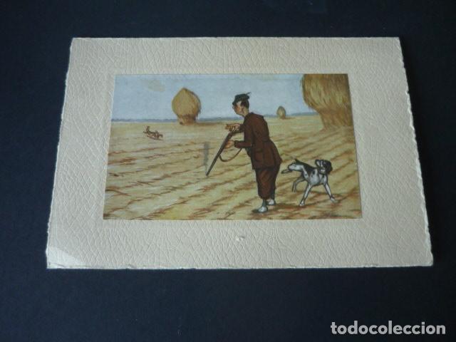 Sammelleidenschaft Papier: CAZADOR CON PERROS DE CAZA ESCENA DE CAZA TARJETA 16 X 11 CM