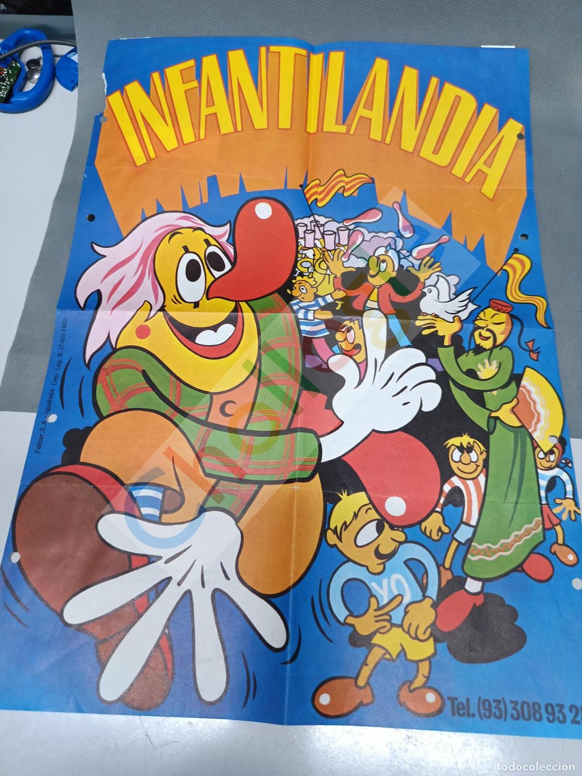 Coleccionismo: Cartel color doble folio y lista de precios Infantilandia Espectacles a&ntilde;os 80