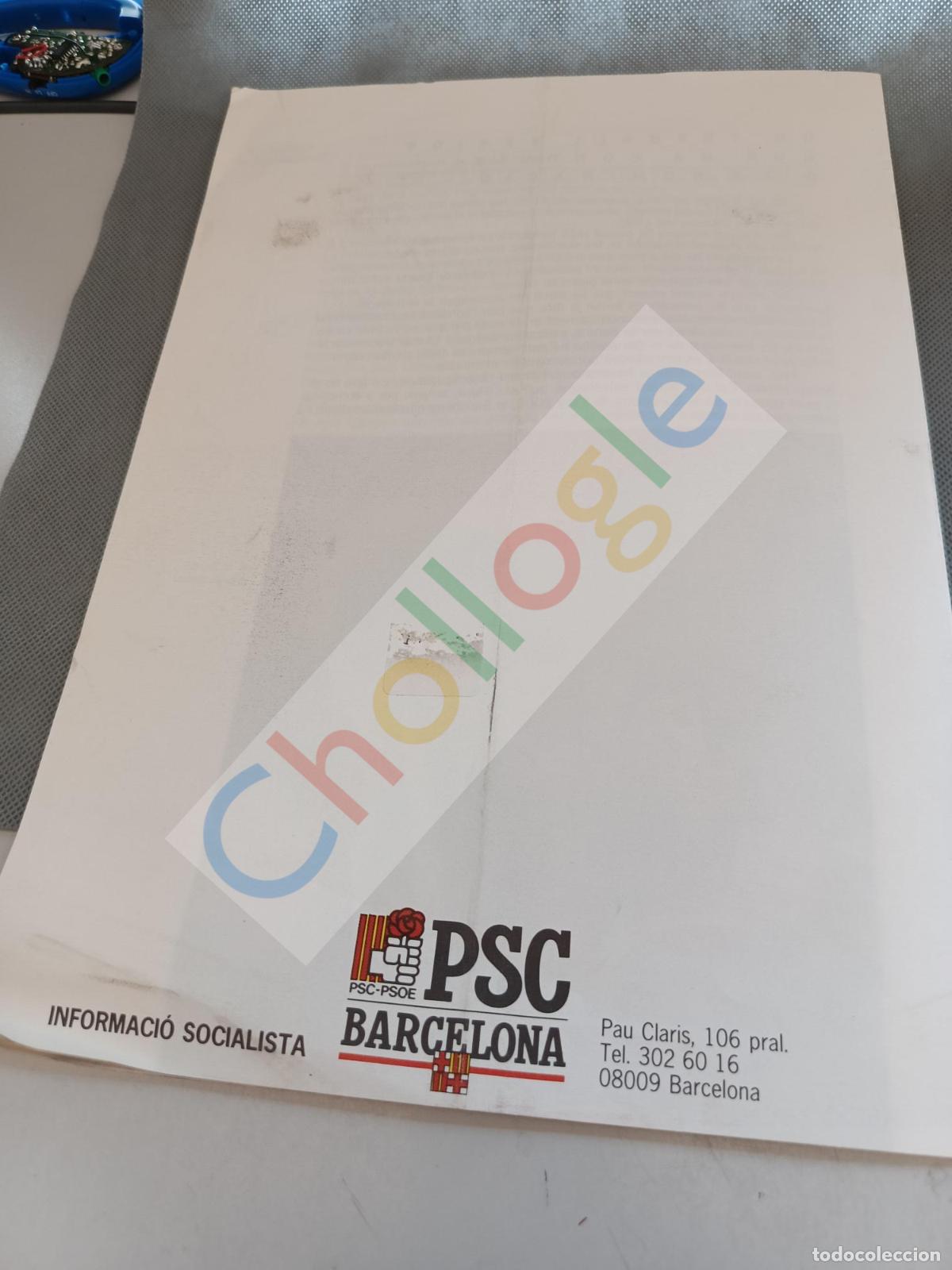Coleccionismo: Papers de barcelona PSC PSOE Barceiona 92 - Foto 2