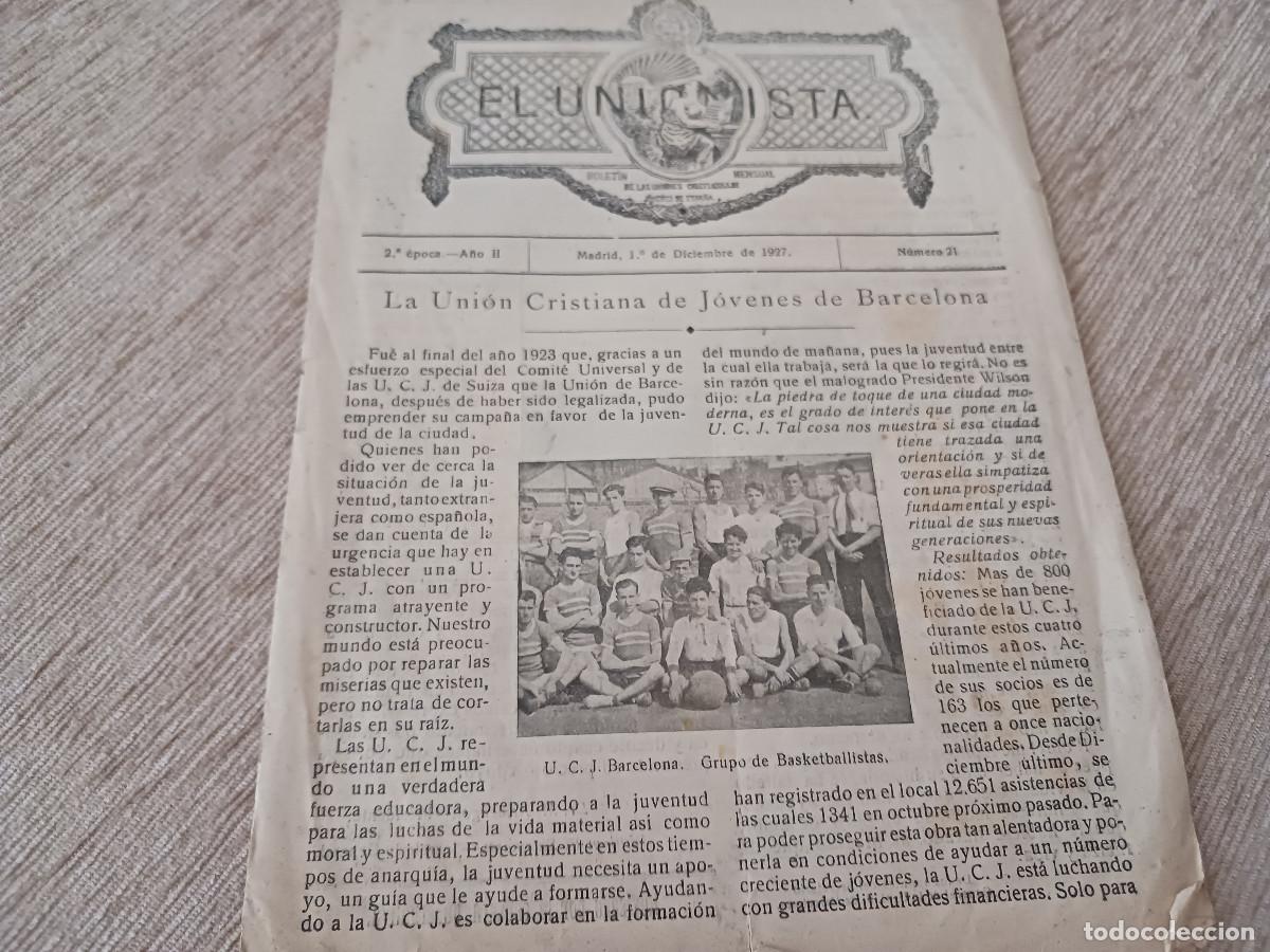 Coleccionismo: el unionista, boletin mensual de los cristianos jovenes, 1927