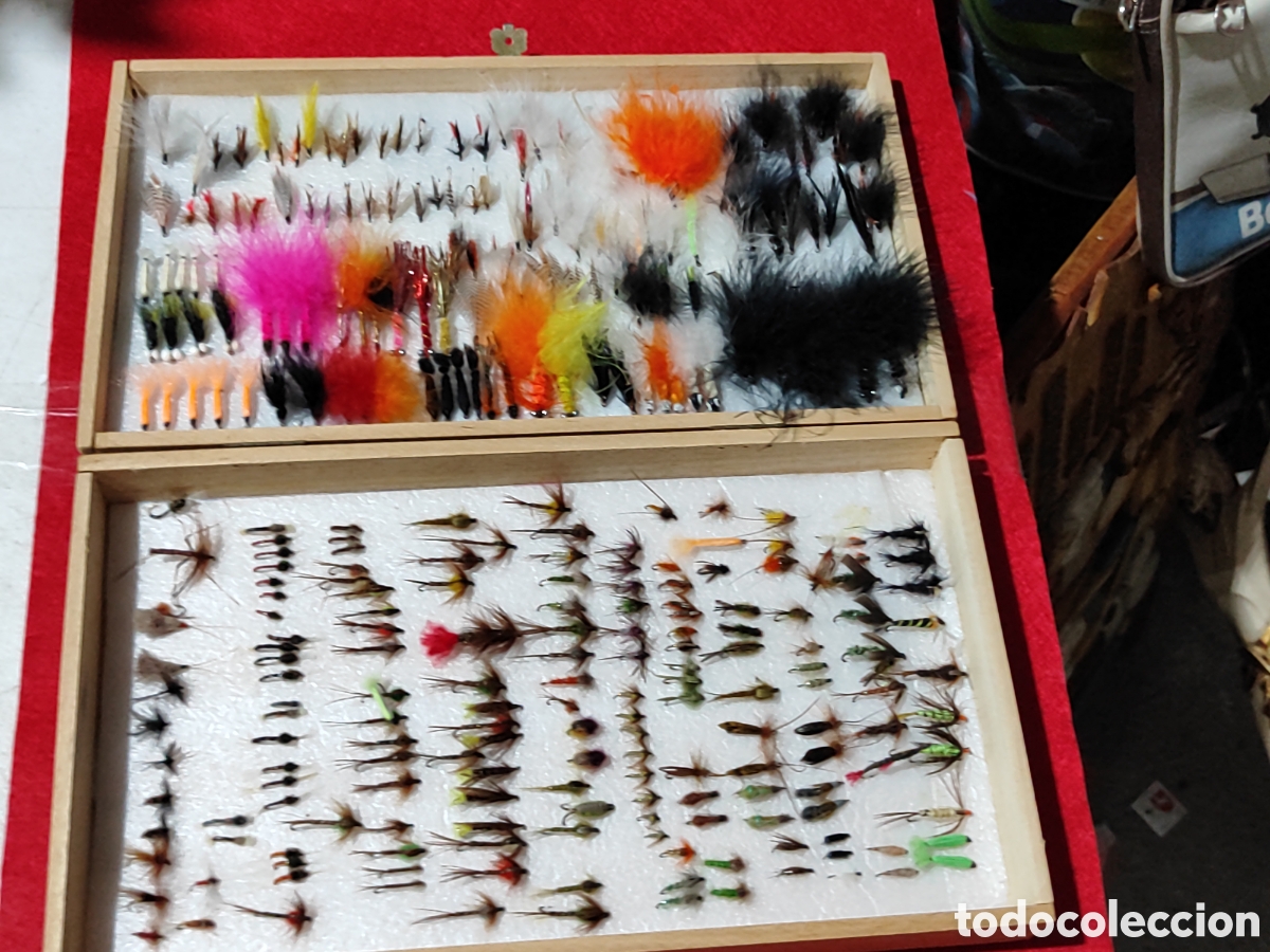 Coleccionismo: Gran colecci&oacute;n anzuelos para pesca mosca hechos a mano