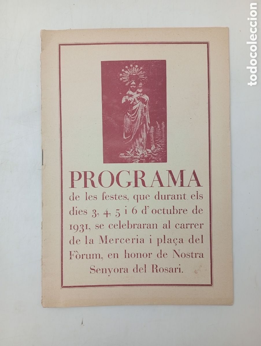 Sammelleidenschaft Papier: Programa Tarragona Festes Roser Merceria F&ograve;rum 1931