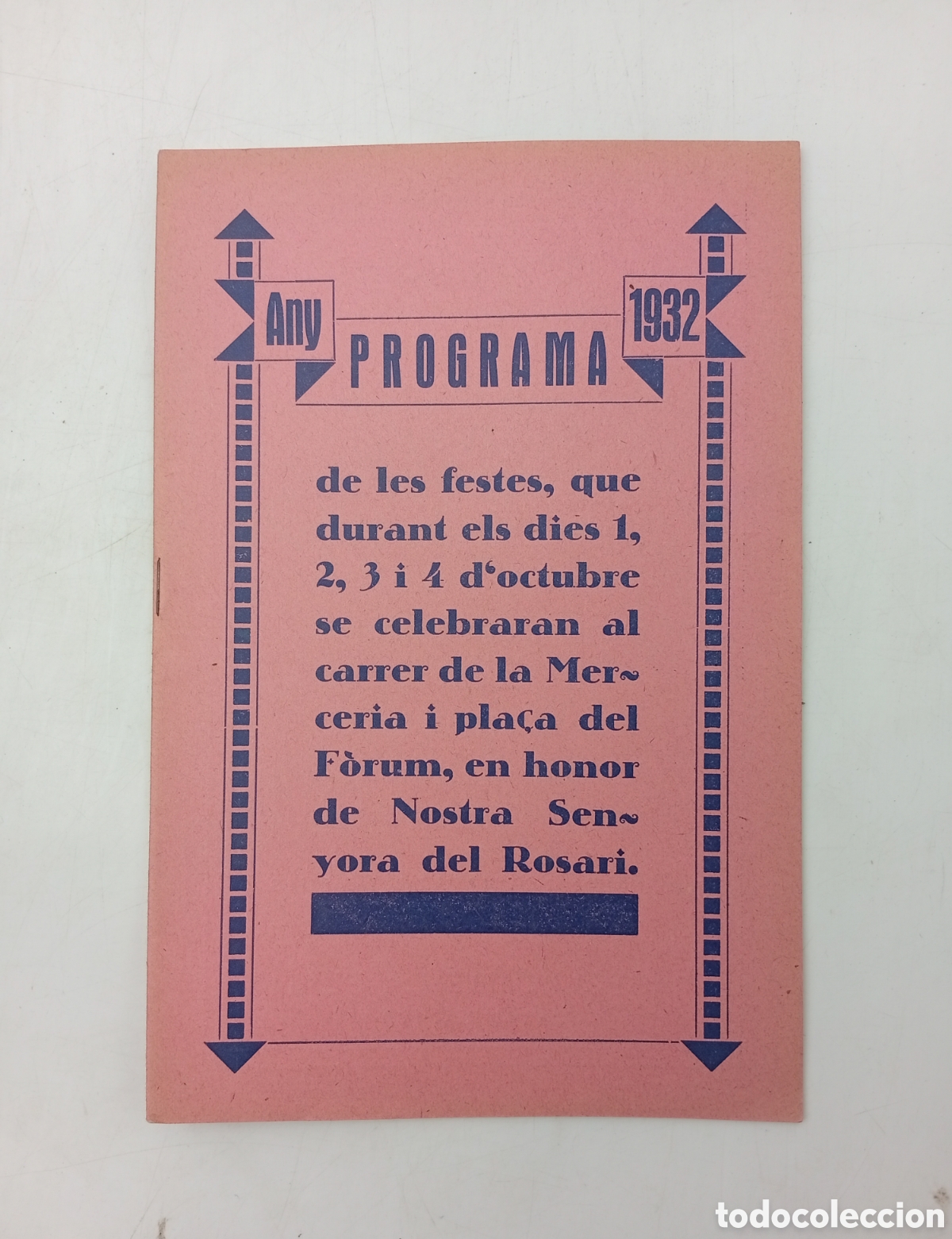 Collectionnisme: Programa Tarragona Festes Verge Roser F&ograve;rum Merceria 1932