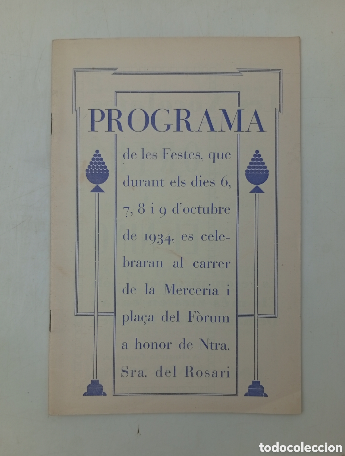 Collecting paper: Programa Tarragona Festes Verge Roser F&ograve;rum Merceria 1934
