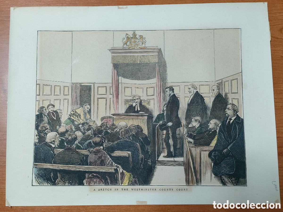 Coleccionismo: Lamina grabado A Sketch in the Westminster county court. 37,5x28,5 cms