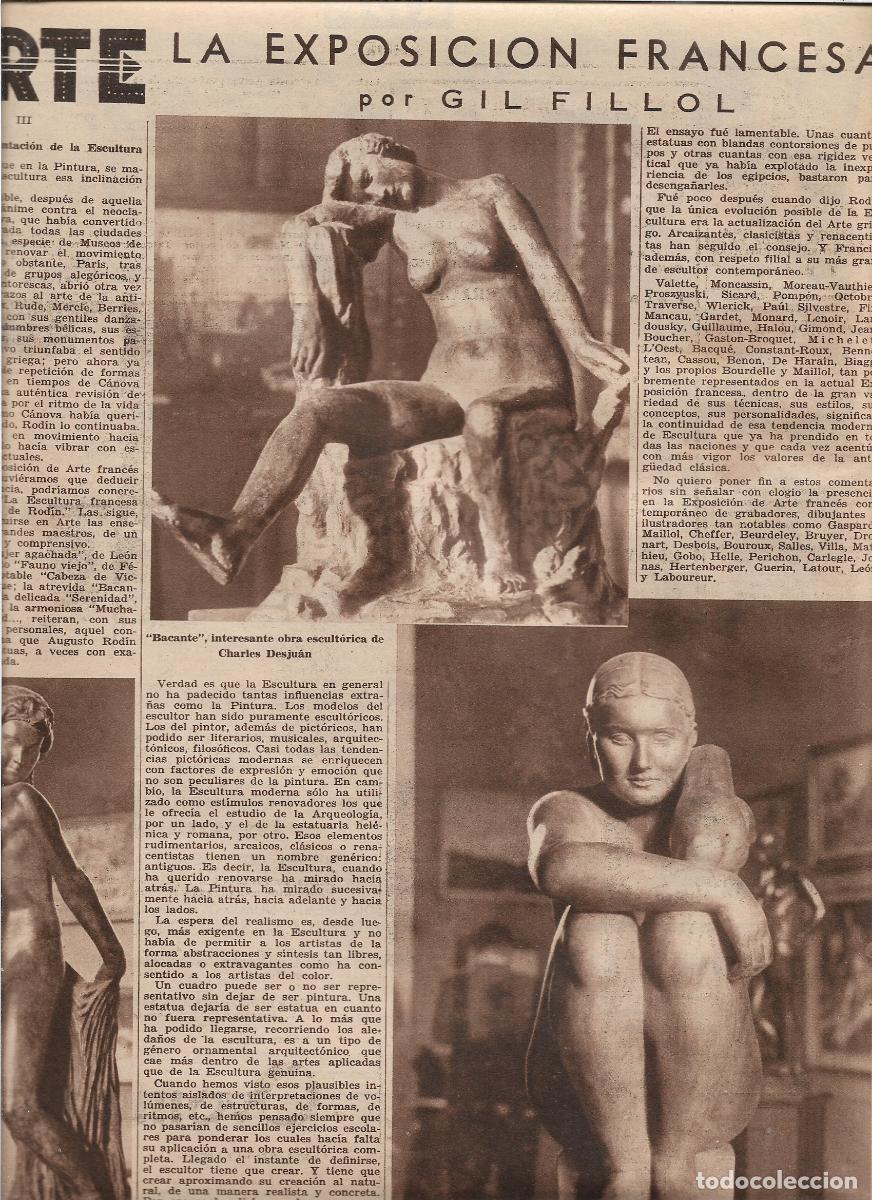 Coleccionismo: A&Ntilde;O 1933 RECORTE PRENSA ARTE ESCULTURA FRANCESA CHARLES DESJUAN LEON ERNEST DRIVIER JOSE BERNARD