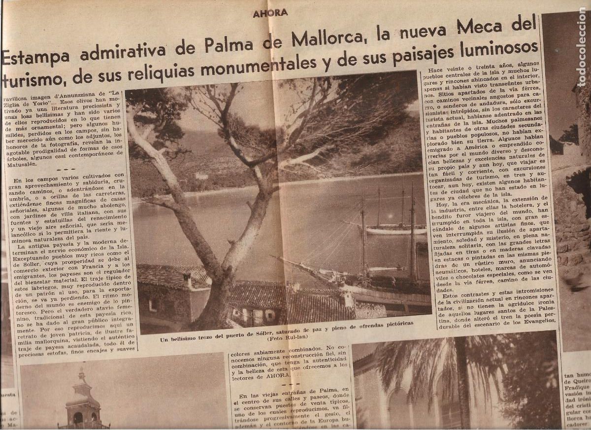 Coleccionismo: A&Ntilde;O 1933 RECORTE PRENSA PALMA DE MALLORCA NUEVA MECA DEL TURISMO PAISAJE PUESTO MERCADO IGLESIA