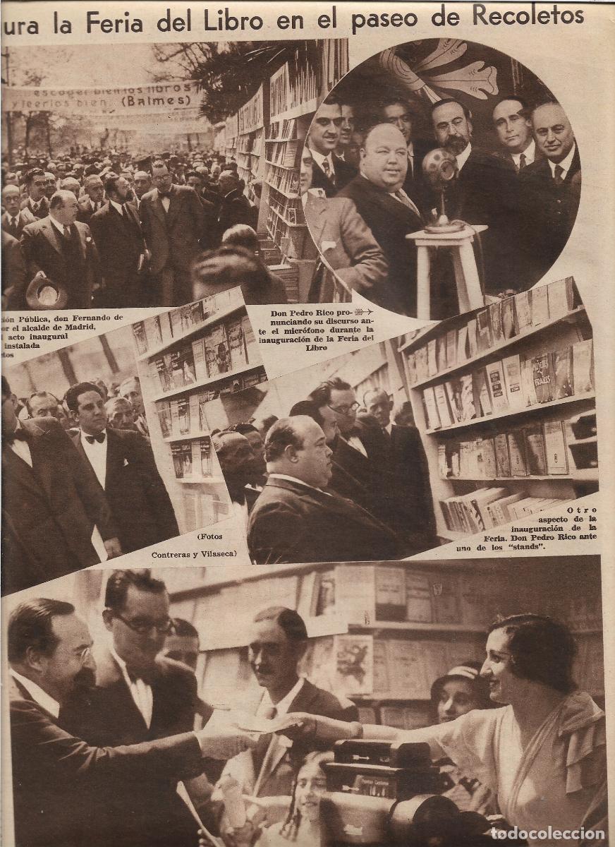 Coleccionismo: A&Ntilde;O 1933 RECORTE PRENSA MADRID INAUGURACION FERIA DEL LIBRO PASEO DE RECOLETOS ALCALDE PEDRO RICO
