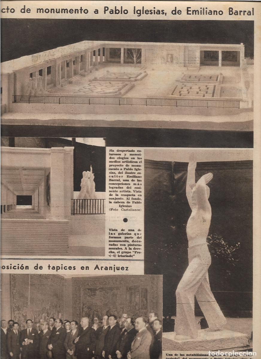 Coleccionismo: A&Ntilde;O 1933 RECORTE PRENSA PROYECTO MONUMENTO A PABLO IGLESIAS ESCULTURA EMILIANO BARRAL