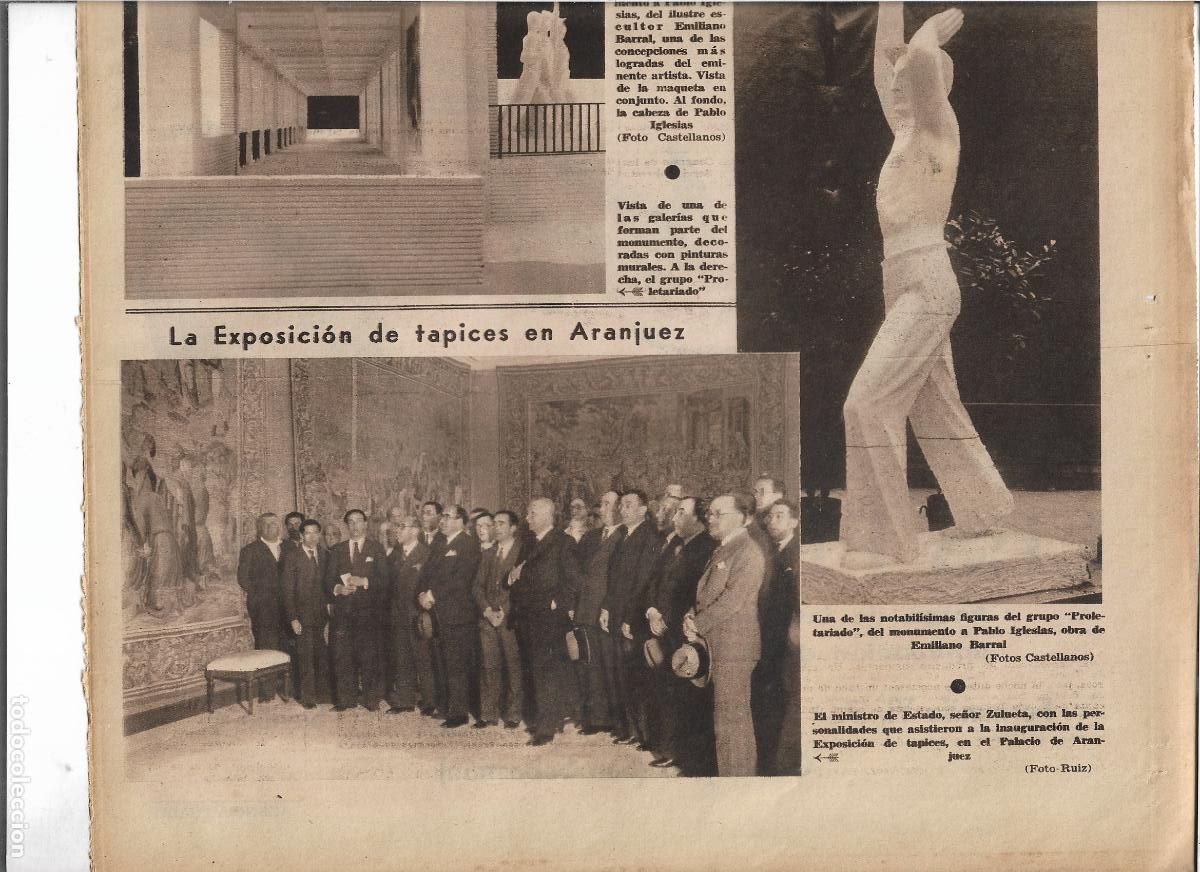 Coleccionismo: A&Ntilde;O 1933 RECORTE PRENSA ARANJUEZ INAUGURACION EXPOSICION DE TAPICES EN EL PALACIO DE ARANJUEZ