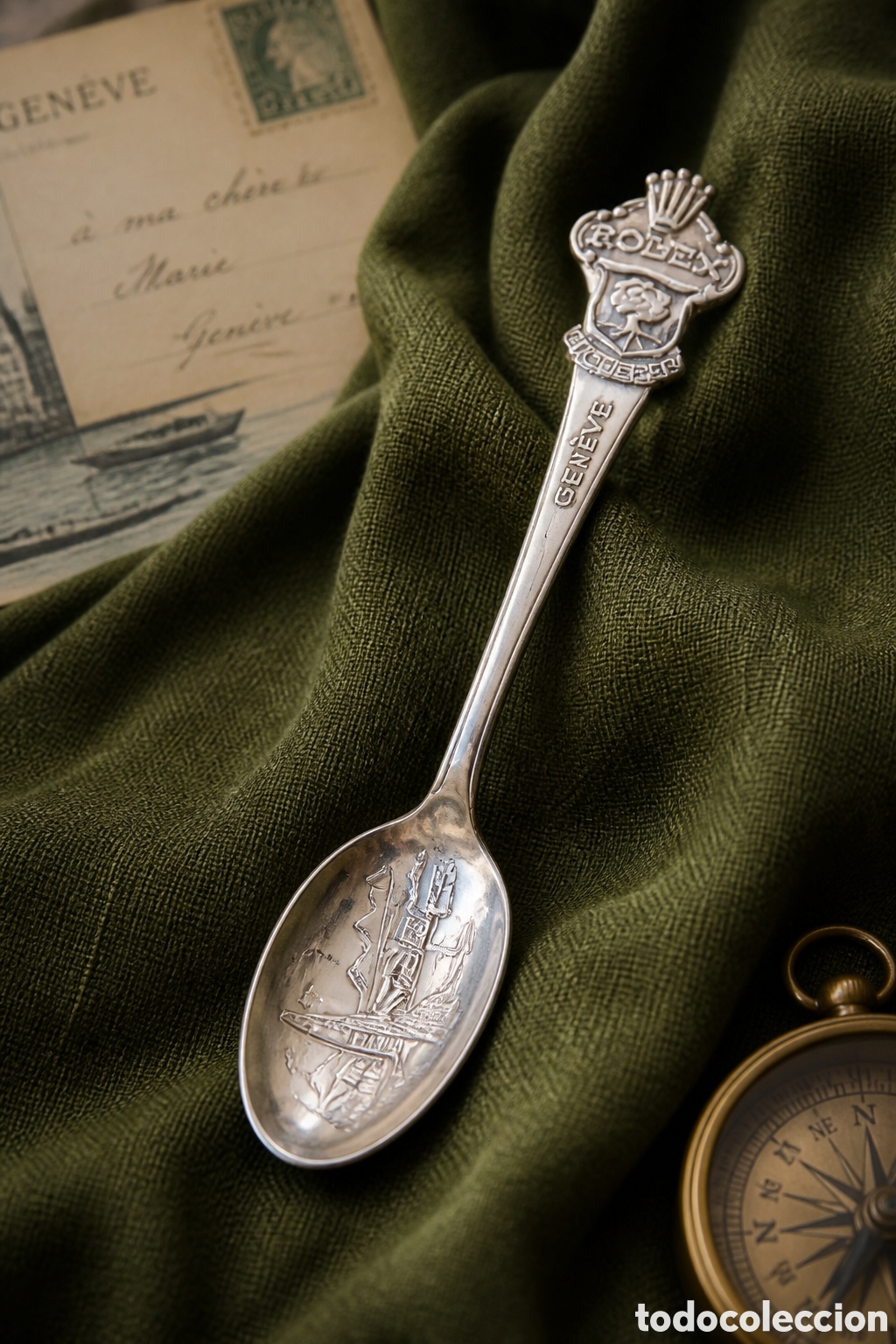 Coleccionismo: Cucharilla de coleccionista producida por Bucherer of Switzerland, publicidad de relojes Rolex.