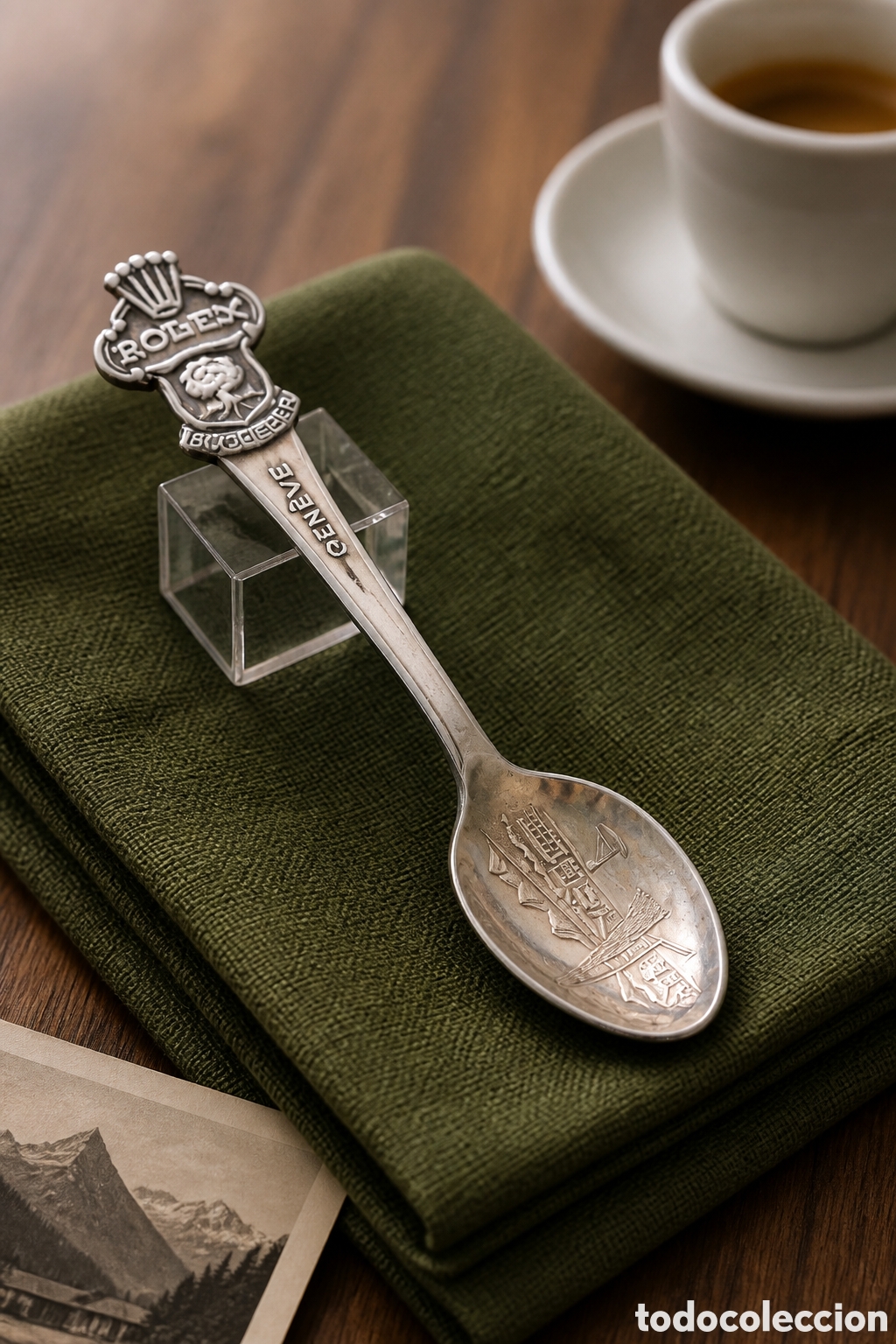 Coleccionismo: Cucharilla de coleccionista producida por Bucherer of Switzerland, publicidad de relojes Rolex.