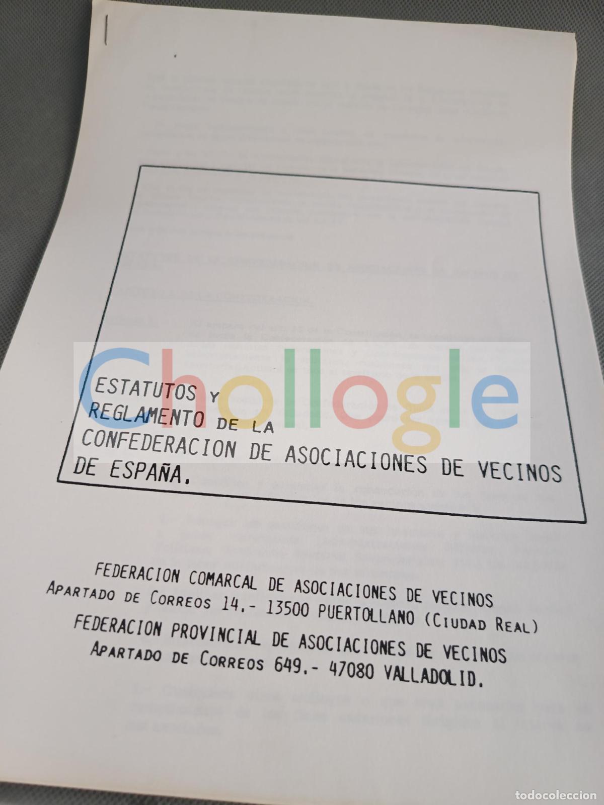 Coleccionismo: Estatutos y reglamento CONFAV asociaciones de vecinos Puertollano Valladolid