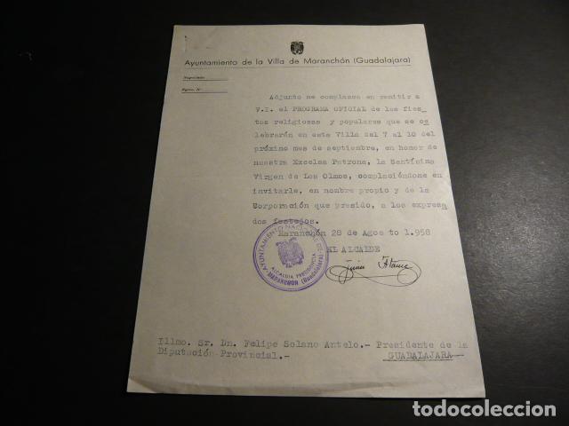 Collectionnisme: MARANCHON GUADALAJARA CARTA FIESTAS VIRGEN DE LOS OLMOS INVITACION 1958