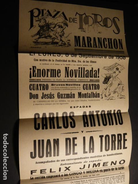 Coleccionismo: MARANCHON GUADALAJARA FIESTAS 1958 CARTEL NOVILLADA 21 X 44 CM