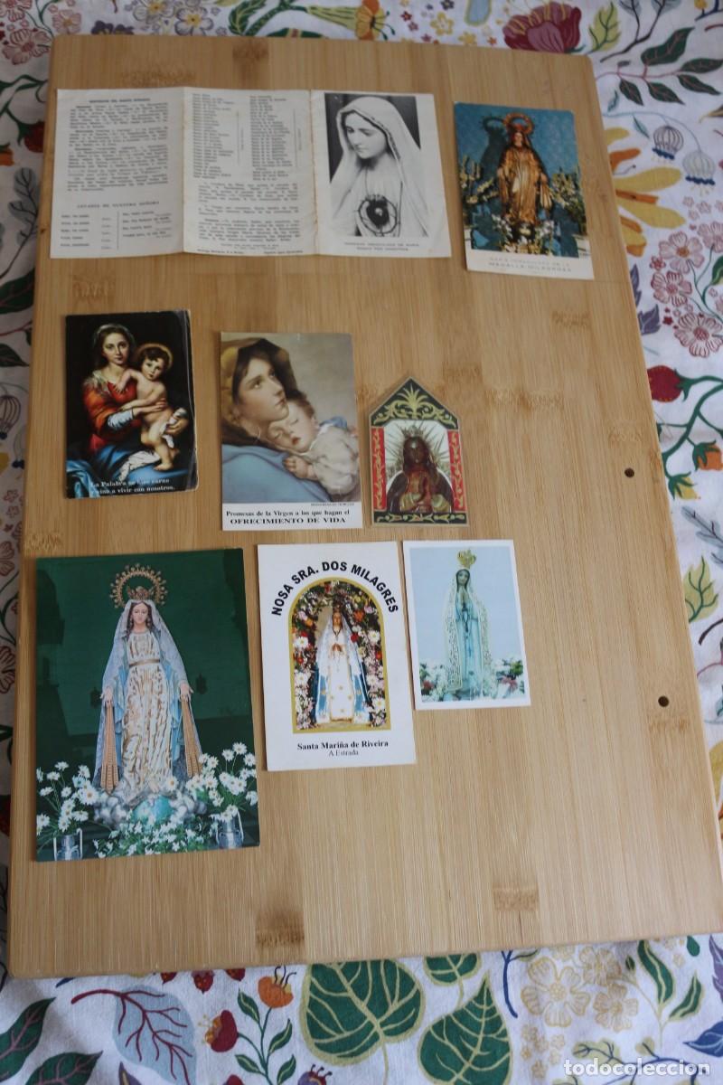 Coleccionismo: Lote 8 Estampas Religiosas, Oraciones y Desplegable Inmaculado Coraz&oacute;n de Mar&iacute;a y F&aacute;tima