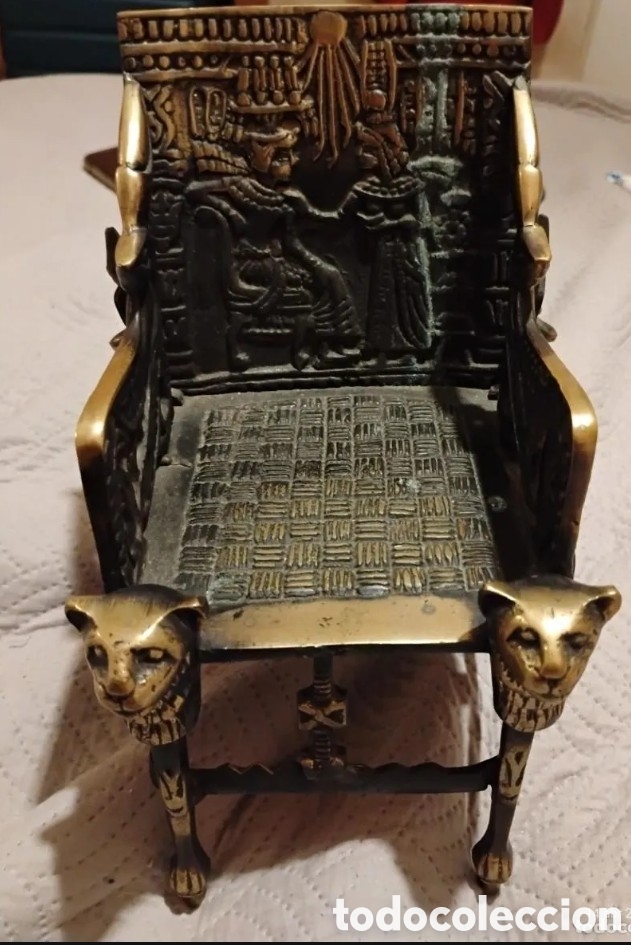 Sammeln: Antigua r&eacute;plica Trono de Tutankam&oacute;n en Bronce Macizo - 23 cm / 1,8 Kg. Excelente estado