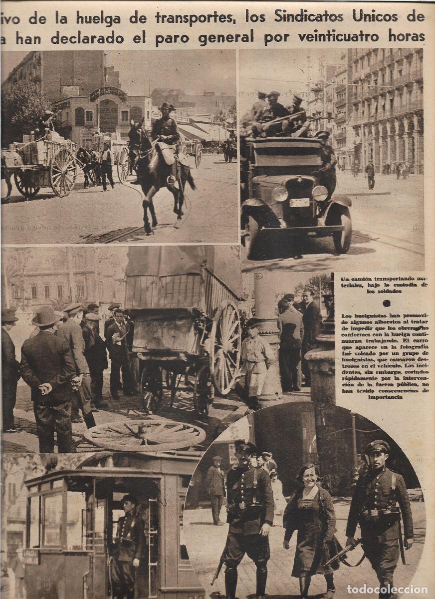 Sammelleidenschaft Papier: 1933 RECORTE PRENSA BARCELONA HUELGA TRANSPORTES PARO GENERAL VEINTICUATRO HORAS SINDICATOS UNICOS