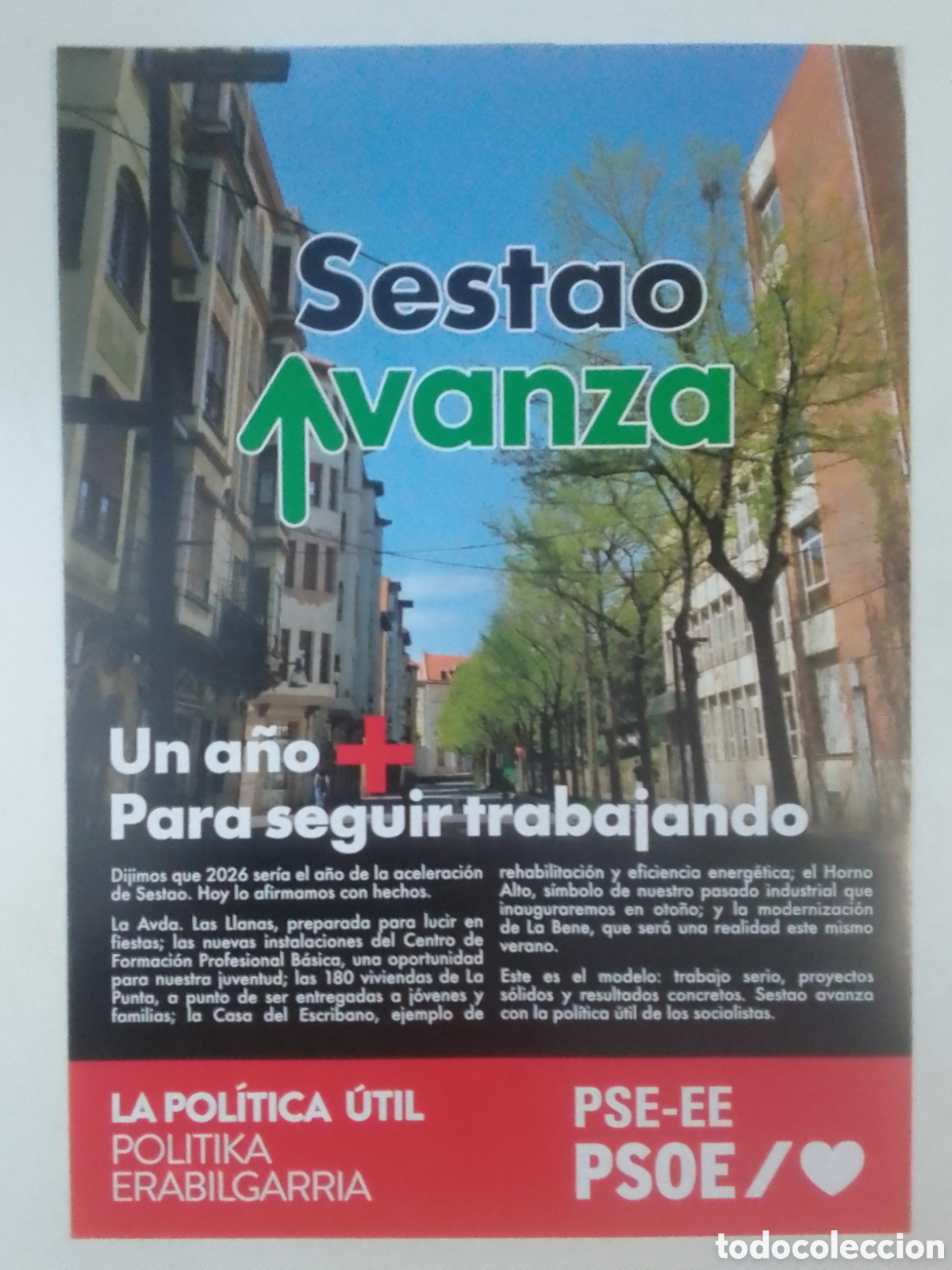 Coleccionismo: Propaganda PSE - EE PSOE Sestao Avanza.