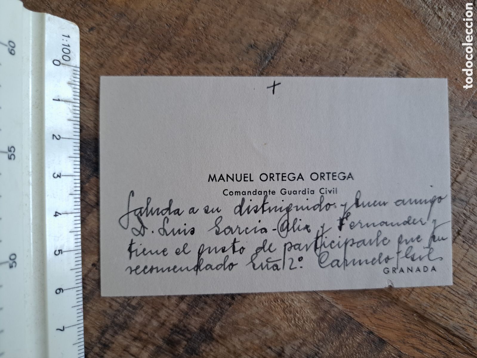 Coleccionismo: Jml Tarjeta Visita Manuel Ortega Ortega Comandante Guardia Civil, Granada.